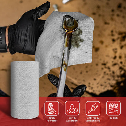 Autofy 25 Pcs Tearable Microfiber Roll Cleaning Cloth Size 30x30cm