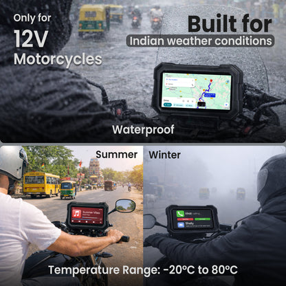 Autofy Motoplay Waterproof 5’ Inch Bike Navigation Carplay Screen - New Quick Detatchable Design