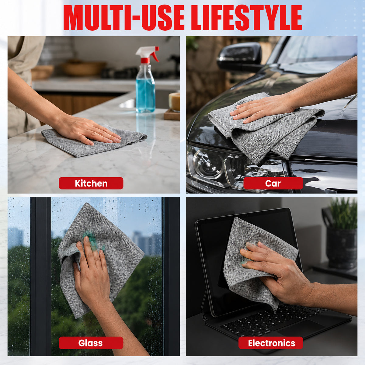 Autofy 25 Pcs Tearable Microfiber Roll Cleaning Cloth Size 30x30cm
