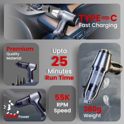 Autofy Storm 2 Powerful & Fully Wireless Car Vacuum Cleaner Air Blower - 12000PA 2.5X More Suction Power