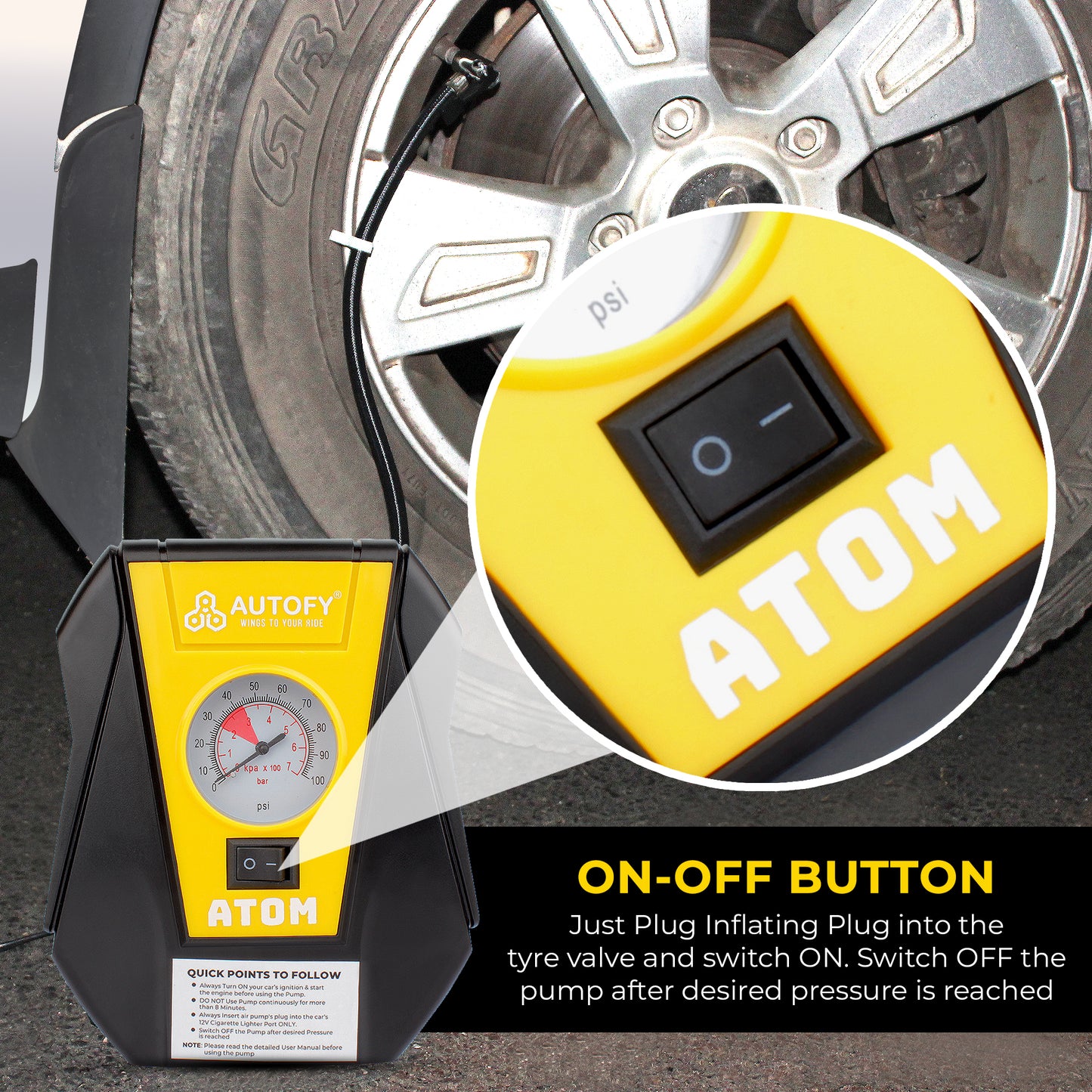 Autofy Atom Car Tyre Inflator 100PSi