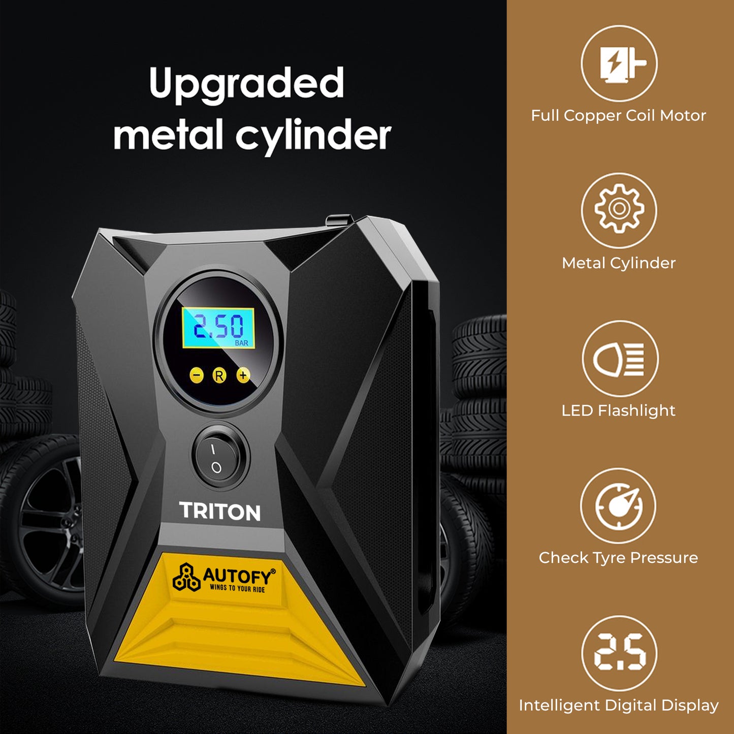 Autofy TRITON Tyre Inflator with AUTO Cut 150PSi