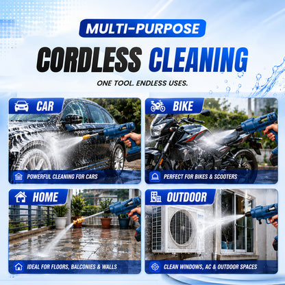 Autofy HydroJet Car Washer High Pressure Gun (20 Bar, 21V, 4000mAh Battery, Brushless Motor, 3.7 L/min Flow Pressure Washer Gun)
