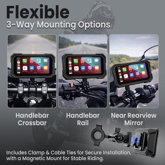 Autofy Motoplay Waterproof 5’ Inch Bike Navigation Carplay Screen - New Quick Detatchable Design