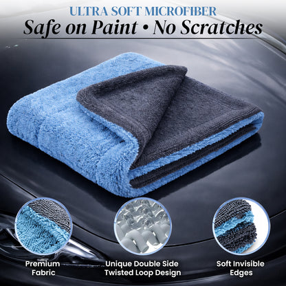 Autofy 1200 GSM Double Sided Twisted Loop Microfiber Towel (40cm * 40cm Multicolour)