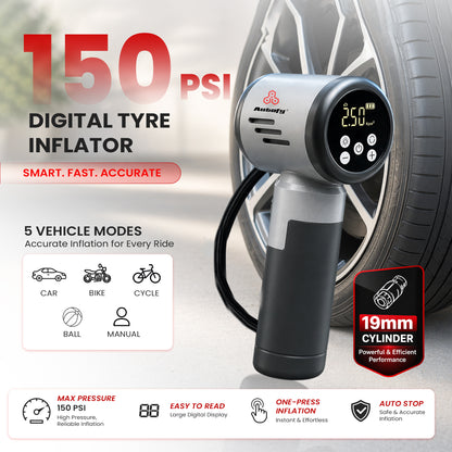 Autofy Bolt 5-in-1 Wireless Car Vacuum Cleaner & Tyre Inflator 18000Pa suction, 150 PSI inflator