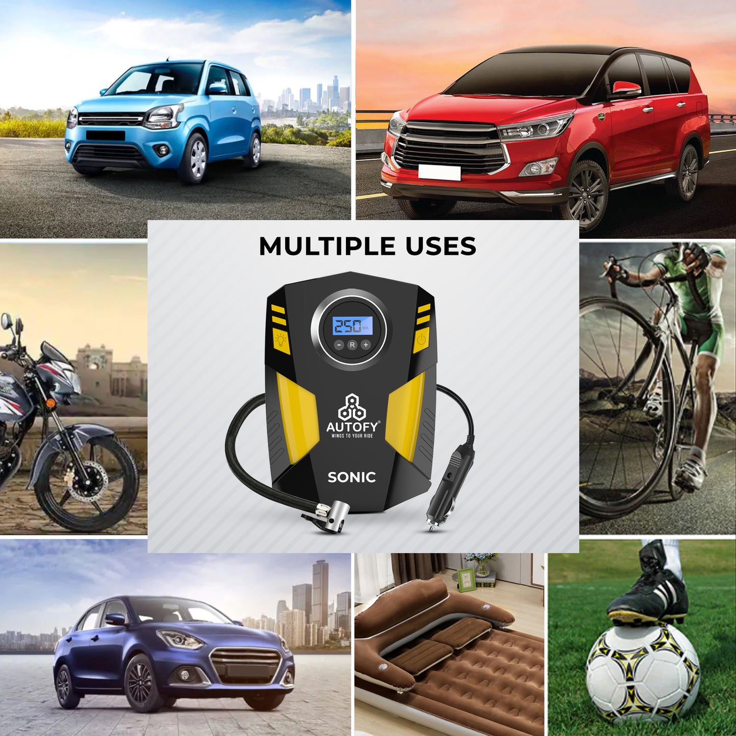 Autofy Sonic AUTO Cut Digital Car Tyre Inflator 150PSi