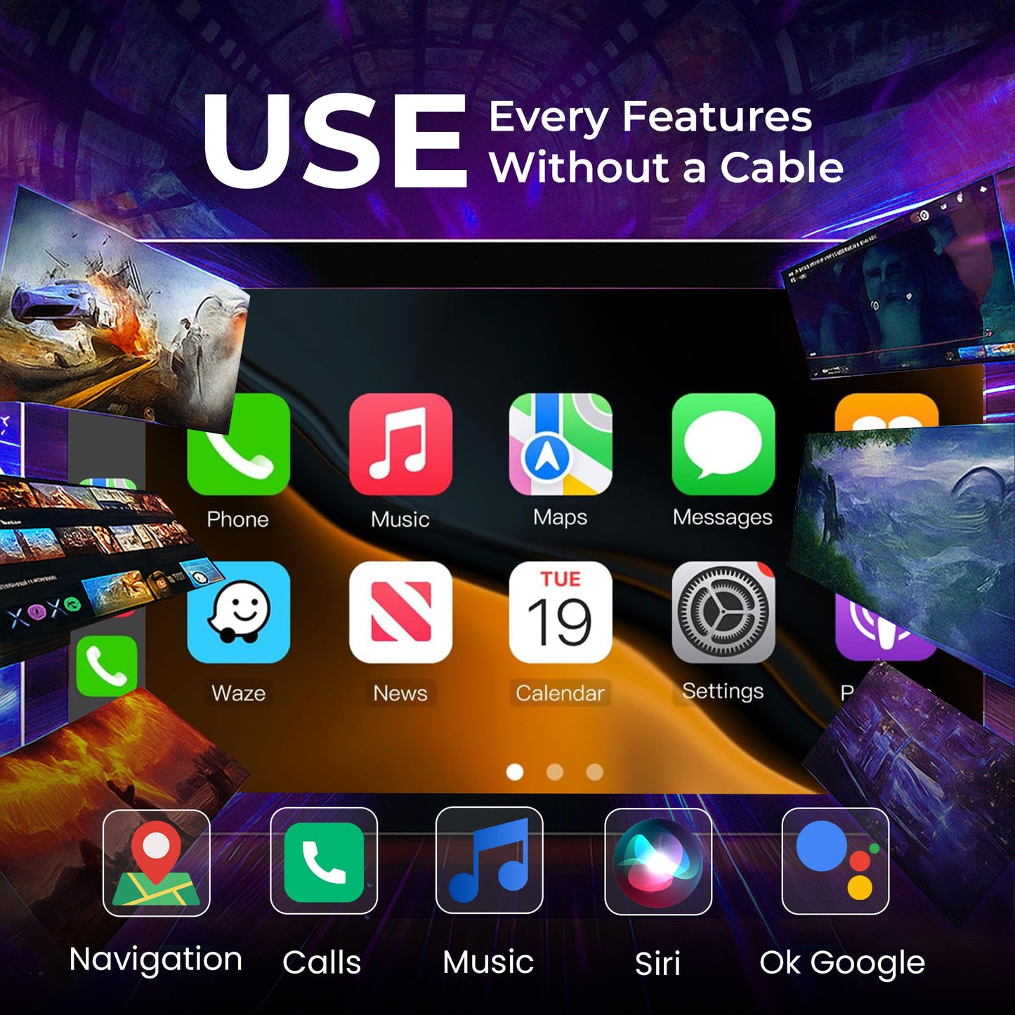 Autofy K2 Wireless Carplay Adapter & Android Auto with USB Type A & Type C Ports