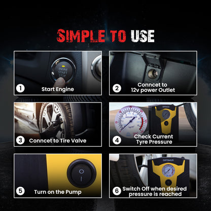 Autofy OPTIMUS Car Tyre Inflator Pump (150 PSi 12V DC)