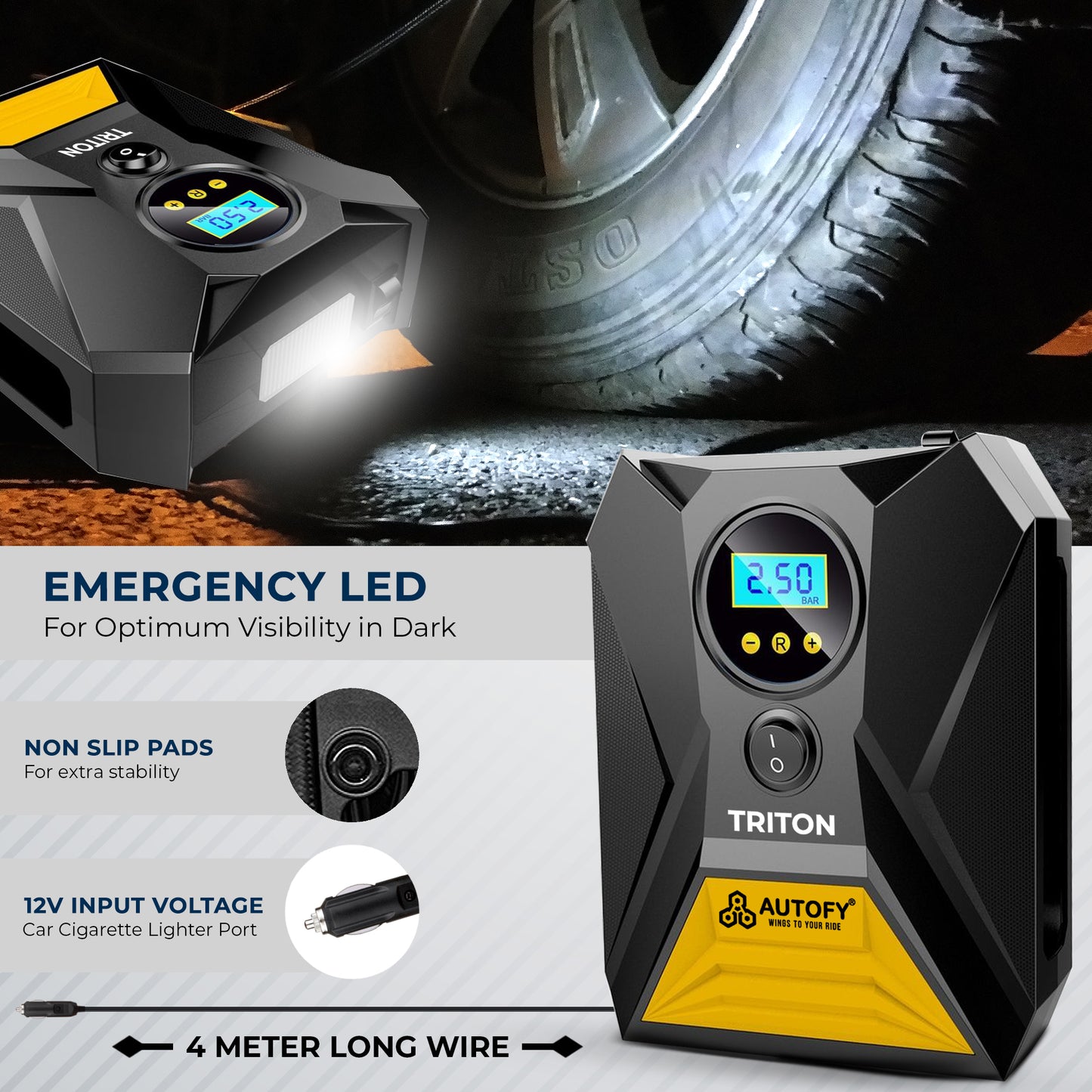 Autofy TRITON Tyre Inflator with AUTO Cut 150PSi