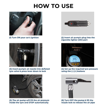 Autofy AIR+ 150PSi Car Tyre Inflator Pump (Digital & Analog Hybrid Display)