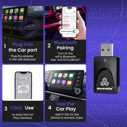 Autofy K1 Wireless Carplay Adapter & Android Auto with USB Type A & Type C Ports