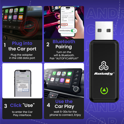 Autofy K2 Wireless Carplay Adapter & Android Auto with USB Type A & Type C Ports