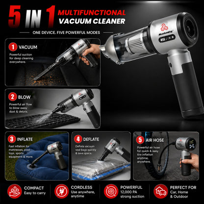 Autofy Bolt 5-in-1 Wireless Car Vacuum Cleaner & Tyre Inflator 18000Pa suction, 150 PSI inflator