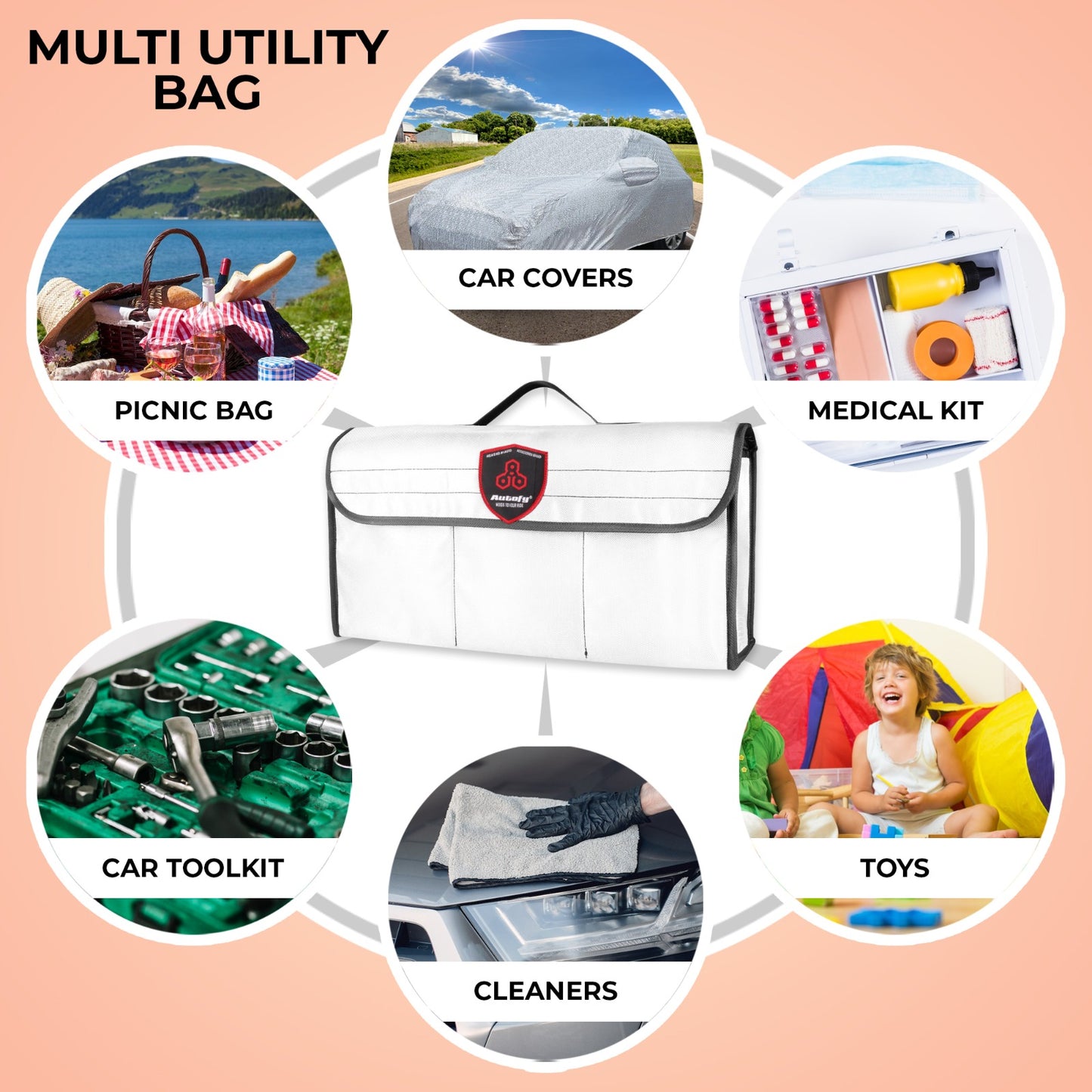 Autofy SPAZE-4 Car Trunk Organizer [Large; White]