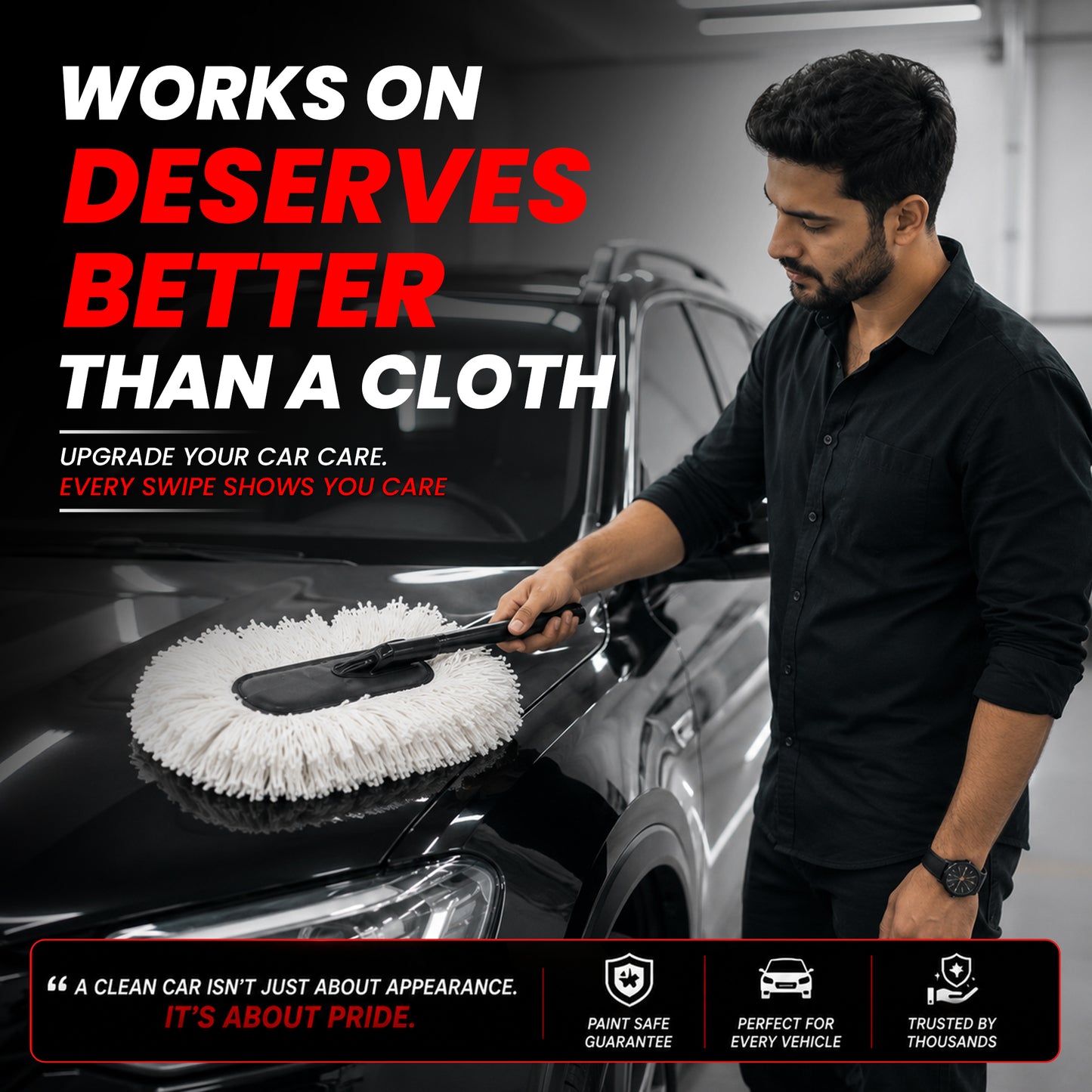 Autofy Car Duster for Car & Bike Wax-Infused Microfiber Fibers Scratch-Free, Anti-Static Dust Removal  One-Swipe Clean for SUV, Sedan, Hatchback Reusable & Washable Ergonomic Handle