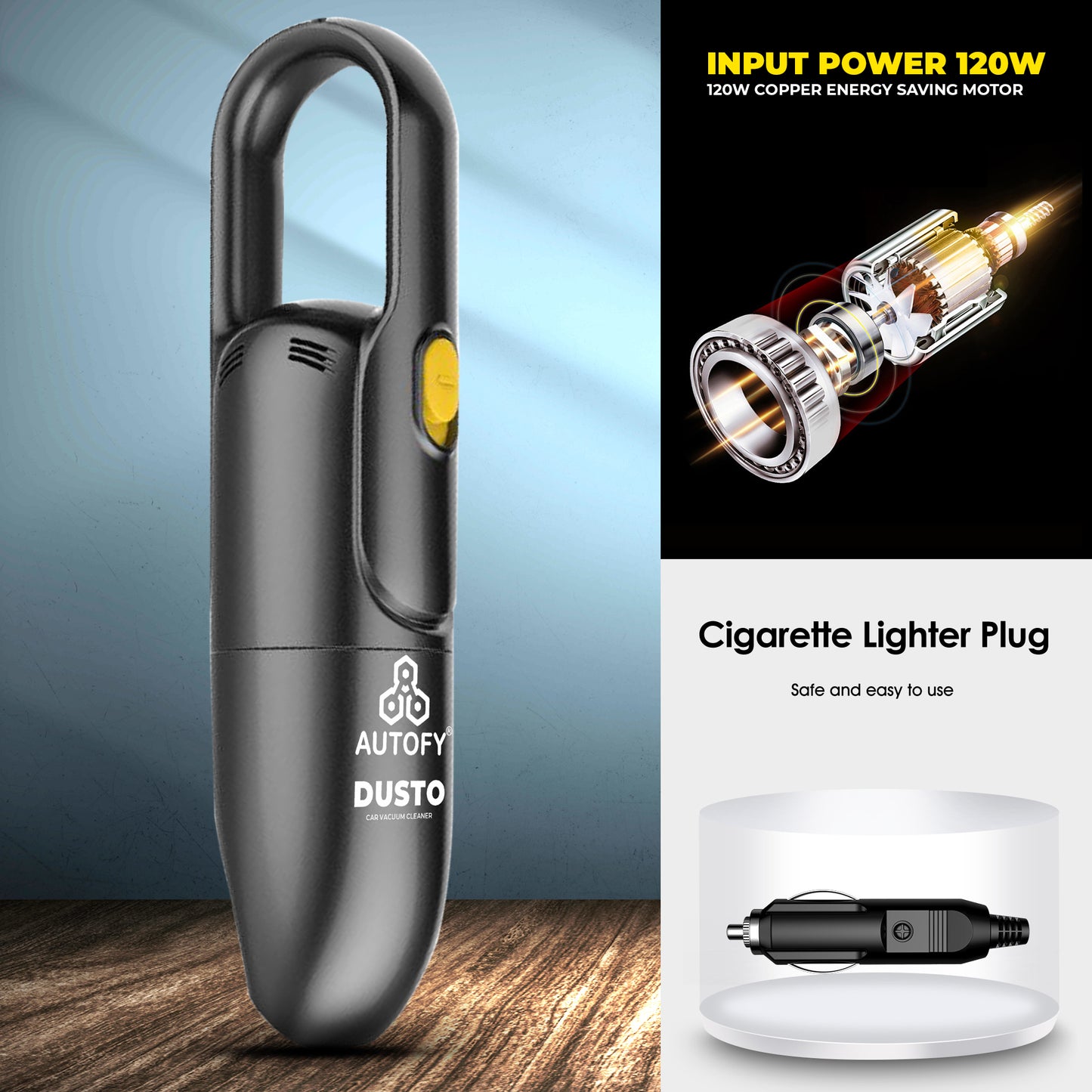 Autofy DUSTO Wet & Dry Car Vacuum Cleaner with Copper Coil Motor