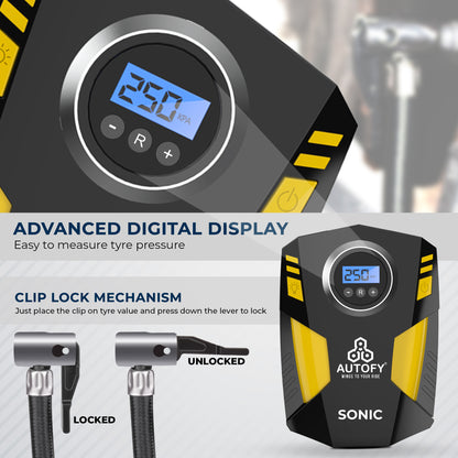 Autofy Sonic AUTO Cut Digital Car Tyre Inflator 150PSi