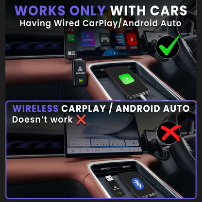 Autofy K1 Wireless Carplay Adapter & Android Auto with USB Type A & Type C Ports | Works Only With Cars having Wired Car play