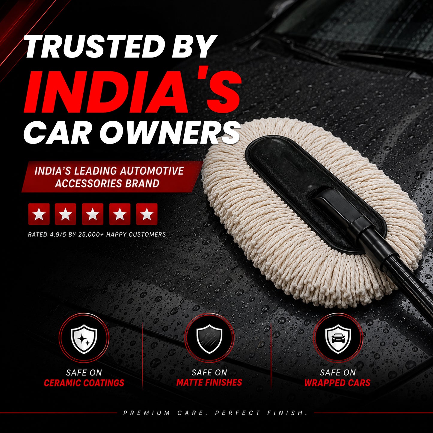 Autofy Car Duster for Car & Bike Wax-Infused Microfiber Fibers Scratch-Free, Anti-Static Dust Removal  One-Swipe Clean for SUV, Sedan, Hatchback Reusable & Washable Ergonomic Handle