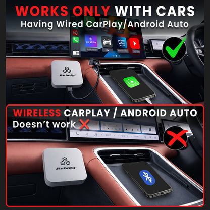 Autofy K713A 2GB RAM 16GB Storage with PlayStore Video Box Wireless Car play Adapter Works Only With Cars having Wired Car play