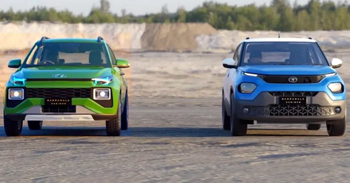 Upcoming Hyundai Exter micro SUV imagined next to a Tata Punch [Video]