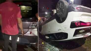 Volkswagen Taigun crashed into a parked Tata Tiago