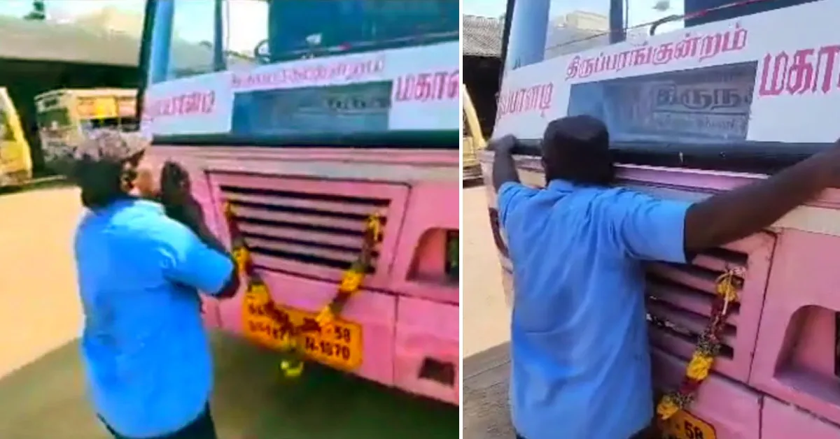 An Emotional Retirement: Bus Driver gets emotional and hugs bus after 30 years of service